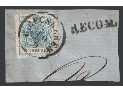 1850, 9 Kr Znak, razítko G:Becskereh, výstřižek, MiNr.5