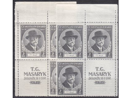 2Kč TGM, L+P horní roh. 4bloky, Nr.325, **