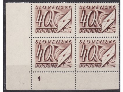 1942, 40h hnědá, roh. 4blok s DČ 1, Nr.DL26, **