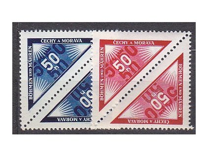 50h modrá a červená Doruční, dvojice, Nr.DR1-2, **
