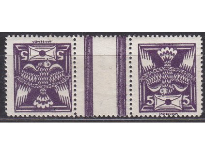 5h fialová, široká protichůdná dvojice, Nr.144TBb, * po nálepce, ilustrační foto