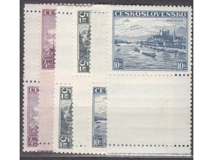 1936, 4-10Kč Krajiny, kupony na obě strany, Nr.311-313, **