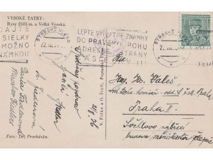 1936, Štrbské Pleso, Lepte známky do rohu, pohlednice