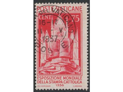 1936, 75 C Kostel, MiNr.55, razítkované