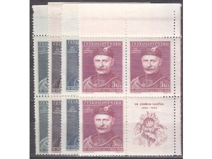 1-3Kčs Slet, pravé horní roh. 4bloky, VK-3, Nr.475-8, **