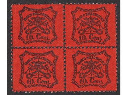 Kirchenstaat, 1867, 10 C Znak, 4blok, ND, označeno, **