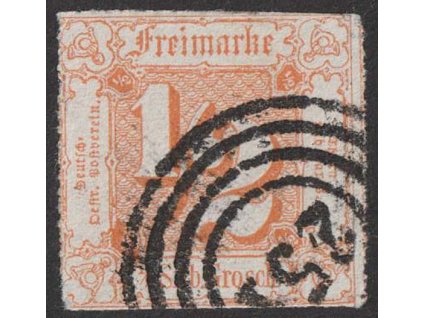 Thurn a Taxis, 1865, 1/2 Sgr oranžová, MiNr.37, razítkované