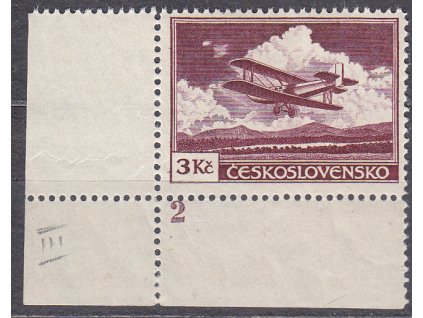 3Kč fialová, III.typ roh. kus s DČ 2, Nr.L10, **, ilustrační foto