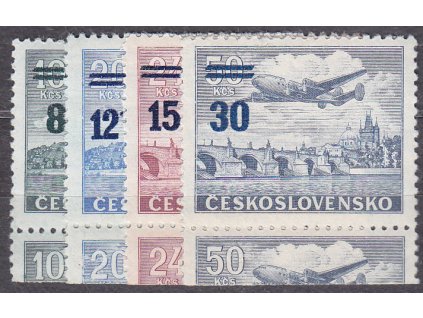1949, 8/10-30/50Kčs letecké, Nr.L29-32, KD, * po nálepce