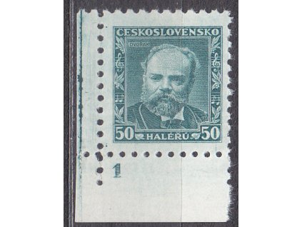 1934, 50h Dvořák, roh. kus s DČ1 - lep bez pruhů, Nr.280a, **, dv, ilustrační foto
