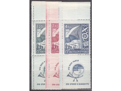 1947, 1.20-4Kčs Dvouletý hospodářský plán, levé svislé kupony, Nr.447-9, **