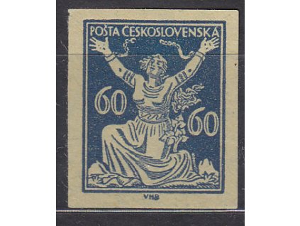 60h modrá, nezoubk. ZT na nahnědlém papíru, Nr.157, bez lepu
