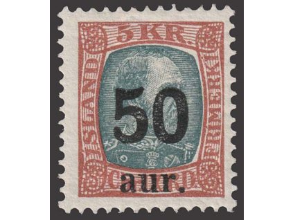 Poštovní známka, Island, 1925, 50A/5KrChristian, MiNr.113, těžká * , nepatrné zeslabení