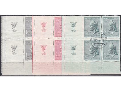 1947, 1.60-5Kčs sv. Vojtěch, levé dolní rohové 6bloky, Nr.450-2, razítkované
