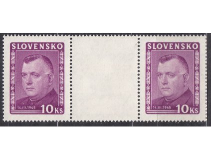 1945, 10Ks Tiso, 2známkové meziarší, Nr.125S, **