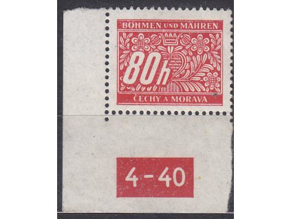 80h červená, levý roh. kus s DČ 4-40 varianta Y, Nr.DL8, **