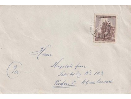 1945, DR Praha, dopis, stopy poštovního provozu