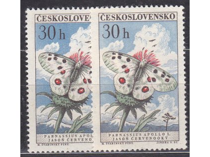 1961, 30h Motýli, 2 ks - odstíny barev, Nr.1219a,b, **