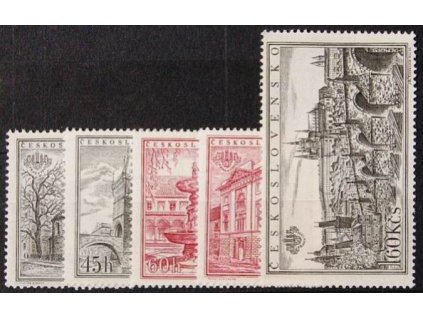 1955, 30h-1.60Kčs zoubkovaná série PRAGA 1955, Nr.853-57A, **