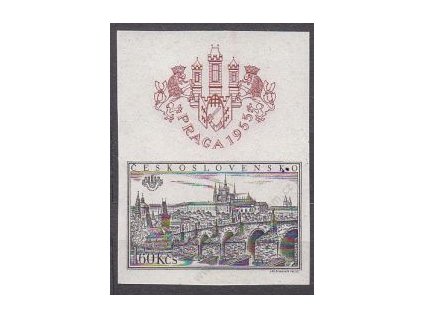 1.60Kčs Praha, zn. z aršíku s horním kuponem, nezoubkované, **