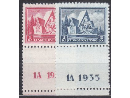 1-2Kč Arras, dolní kupony s DČ 1A, Nr.289-90, * po nálepce