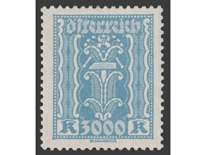 1922, 3000 Kr modrá, MiNr.396, * po nálepce