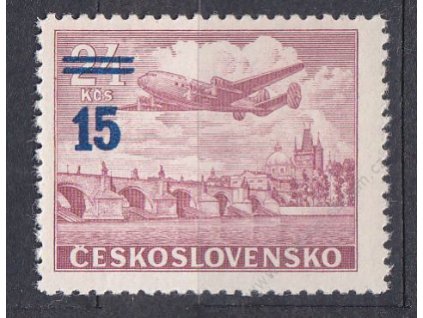 1949, 15/24Kčs fialovočervená, světle modrý přetisk, **, Nr.L31a, ilustrační foto