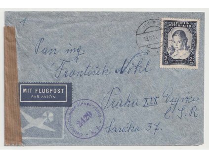 1952, let. dopis vyfr. zn. 2.40 S, DR Horn, zasl. do Prahy