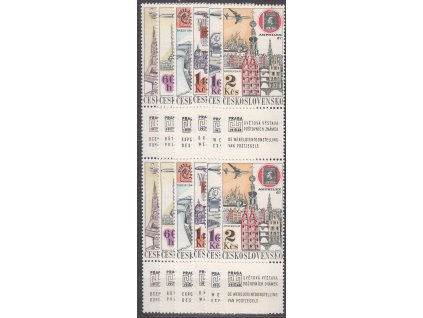 1967, 30h-2Kčs Letecké, spojky, známka-kupon-známka-kupon, Nr.L56-61, **