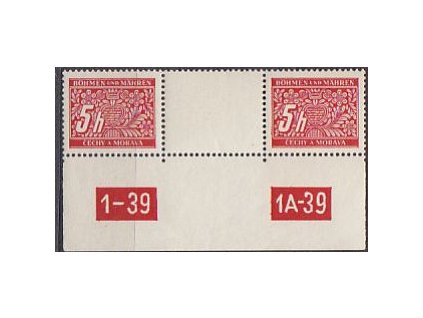 5h červená, meziarší s DČ 1-39 1A-39, Nr.DL1, **