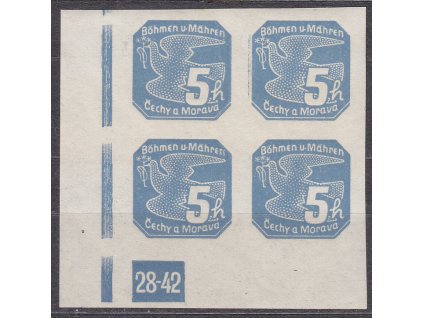 5h modrá, levý roh. 4blok s DČ 28-42, Nr.NV2, **, ilustrační foto