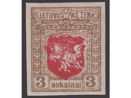 Litauen, 1919, 3 A Znak, MiNr.48U, * po nálepce