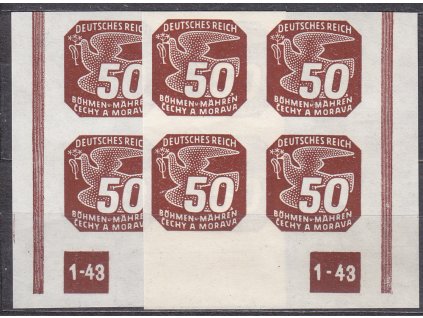 50h hnědá, L+P rohové 4bloky s DČ 1-43 - rám nepřerušen, Nr.NV17, **