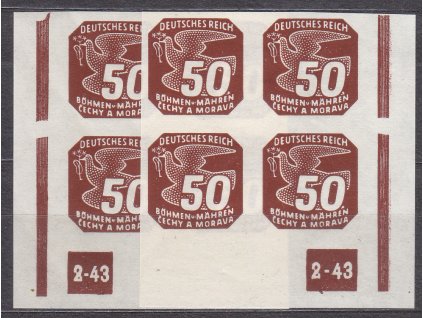 50h hnědá, L+P rohové 4bloky s DČ 2-43 - rám přerušen, Nr.NV17, **
