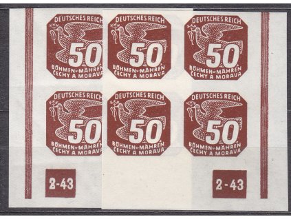 50h hnědá, L+P rohové 4bloky s DČ 2-43 - rám nepřerušen, Nr.NV17, **