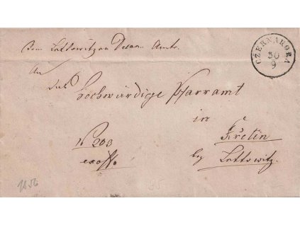 Czernahora, skládaný dopis z roku 1856, stopy pošt. provozu