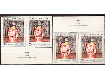 1968, 2Kčs Fr.Kupka, horní a dolní kupon, Nr.1686, **