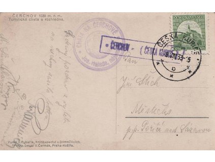 Čerchov (Česká Kubice), DR Česká Kubice, 1933, pohlednice
