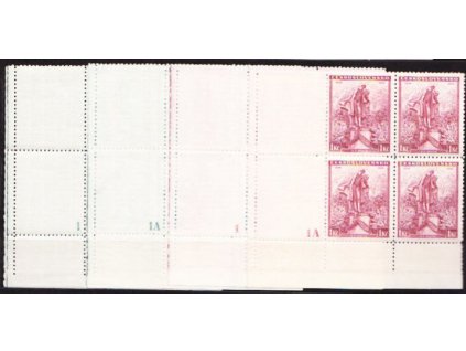 1936, 50h-1Kč Mácha, roh. 6bloky s kupony a DČ 1,1A, 4 ks, Nr.298-9, **