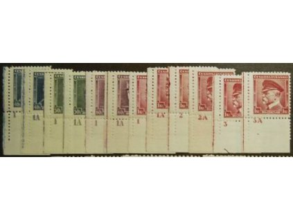 1935, 40h-1Kč série Osobnosti, roh. ks s DČ, kompletní sestava DČ, Nr.300-3, **/*, ilustrační foto