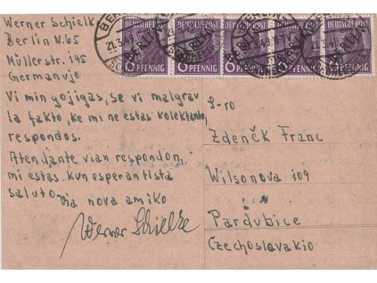 1949, DR Berlín, lístek vyfr. zn. 6 Pf s přetiskem  BERLIN