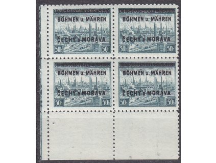 1939, 50h Plzeň, levý dolní roh. 4blok - s tečkou, Nr.7, **