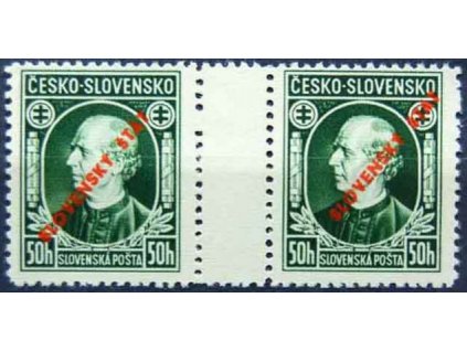 1939, 50h Hlinka, 2známkové meziarší, Slov.spec.Nr.S23A, **