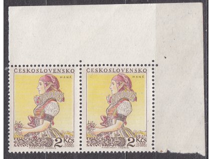 1955, 2Kčs Kroje, rohová 2páska s ST I+II, Nr.843, **