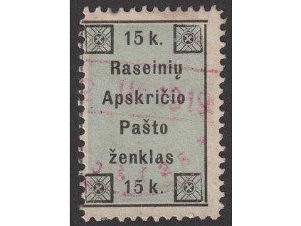 Litauen, 1919, Raseiniai, 15 K lokální vydání, MiNr.1, razítko