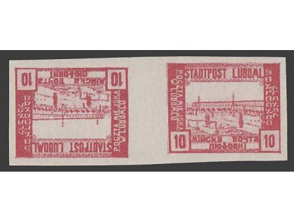 1918, Luboml, 10h červená, protichůdná dvojice, MiNr.II, **