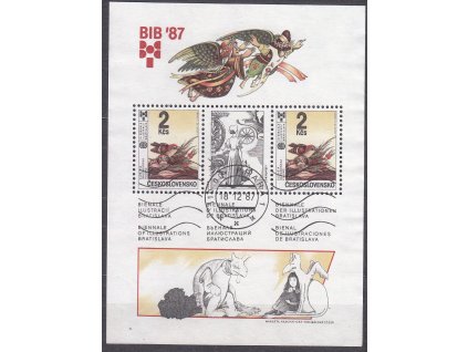 1987, 2Kčs aršík BIB, Nr.A2808, razítkované, strojové razítko, ilustrační foto