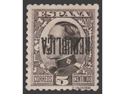 1931, Barcelona, 5 C Alfons, převrácený přetisk REPUBLICA, *