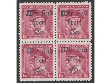 1Kč Masaryk, 4blok, přetisk Wir sind frei!, **
