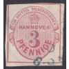 Hannover, 1859, 3 Pf Karmínová, MiNr.13, razítko, zeslabeno, horší jakost